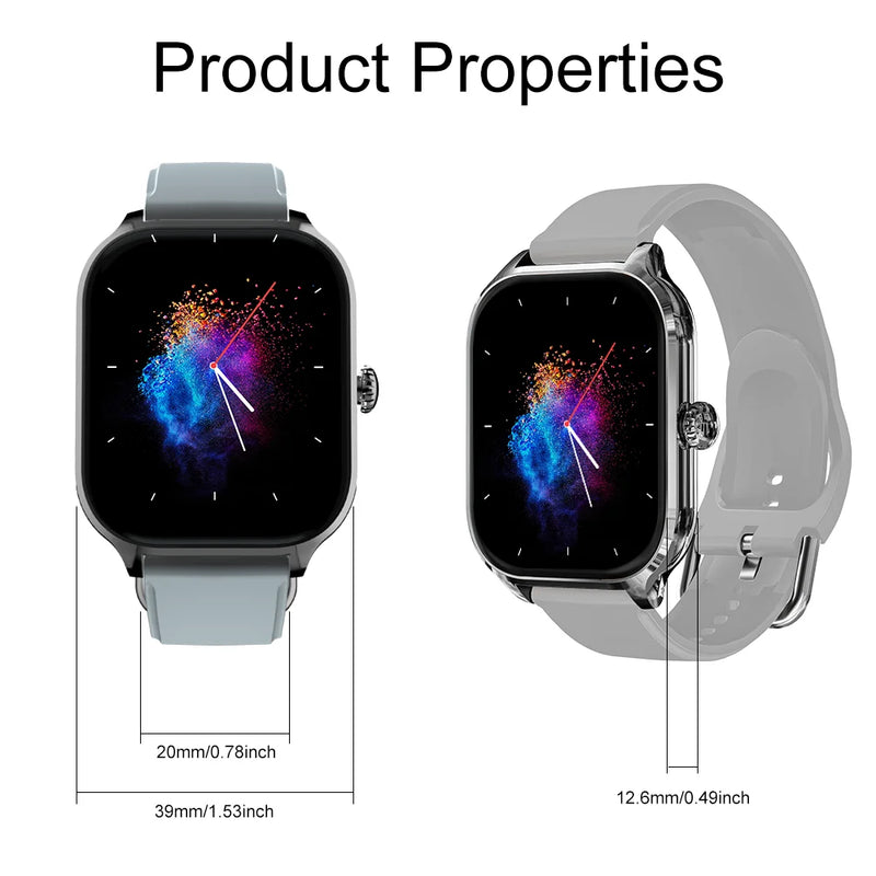Smartwatch Tela Full Touch 1.85"  Chamadas Bluetooth, Monitoramento de Saúde, Notificações e Modo Esportivo