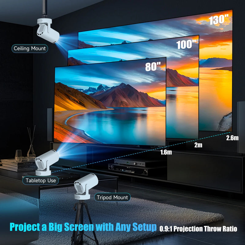 Projetor Magcubic HY300 Pro+ – 4K WiFi 6, Android 11, 260 ANSI, Bluetooth 5.0, Portátil para Cinema em Casa e Áreas Externas (1280x720P, Suporte 4K)