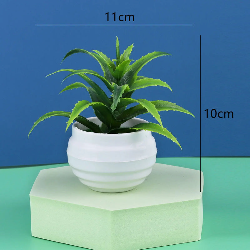 Mini Planta Artificial em Vaso de Cerâmica Decoração Versátil para Casa e Escritório