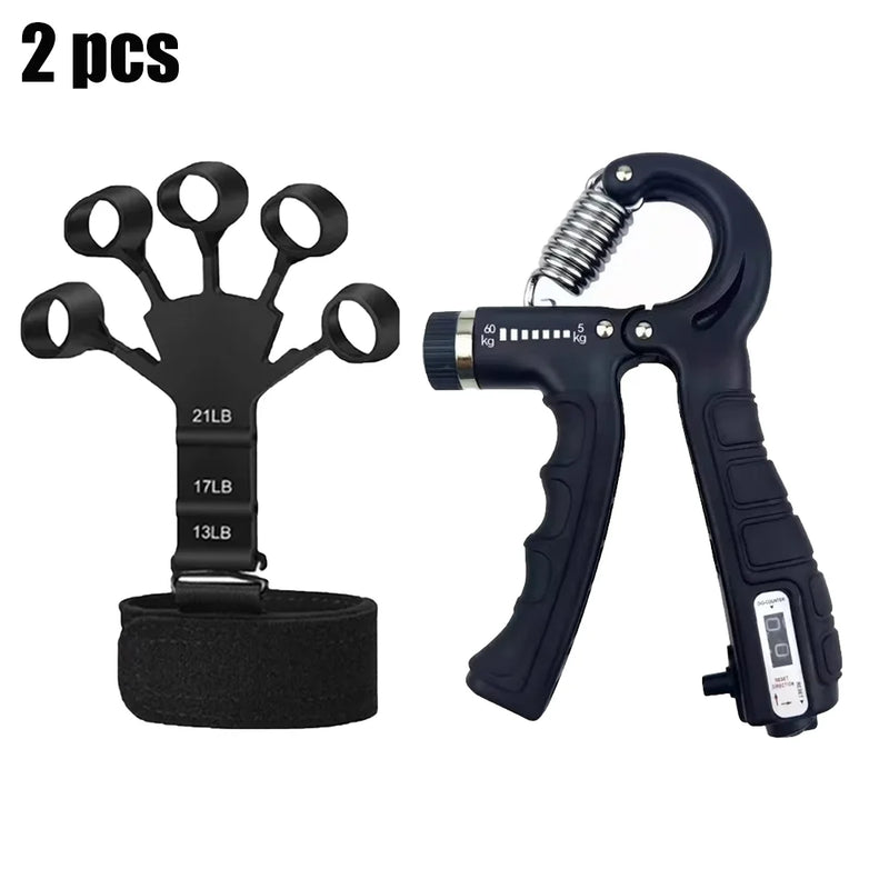 Kit de Fortalecimento de Mãos – Gripper Ajustável com Contador, Expansor de Pulso, Molas de Resistência e Exercitador de Dedos