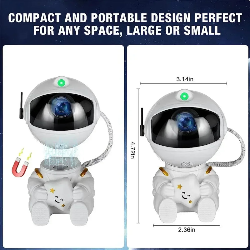 Projetor Astronauta Galáxia com Controle Remoto — Luminária Estelar 360° para Quarto e Decoração