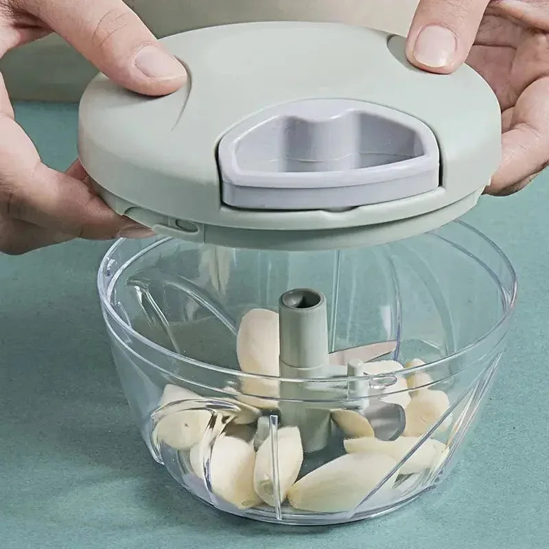 Mini Processador Manual de Alimentos com Lâminas Afiadas Triturador e Picador de Legumes, Alho, Cebola, Ervas e Mais