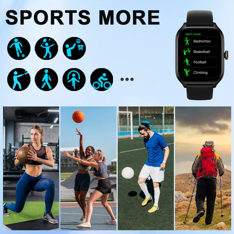Smartwatch Tela Full Touch 1.85"  Chamadas Bluetooth, Monitoramento de Saúde, Notificações e Modo Esportivo