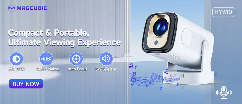 Projetor Magcubic HY300 Pro+ – 4K WiFi 6, Android 11, 260 ANSI, Bluetooth 5.0, Portátil para Cinema em Casa e Áreas Externas (1280x720P, Suporte 4K)
