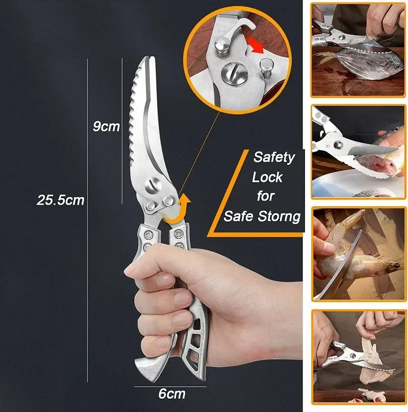 Conjunto de Facas de Cozinha Profissional com Tesoura Multiuso Lâminas Estilo Damasco