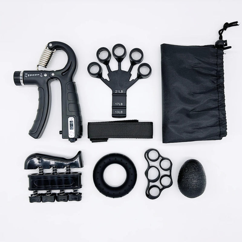 Kit de Fortalecimento de Mãos – Gripper Ajustável com Contador, Expansor de Pulso, Molas de Resistência e Exercitador de Dedos
