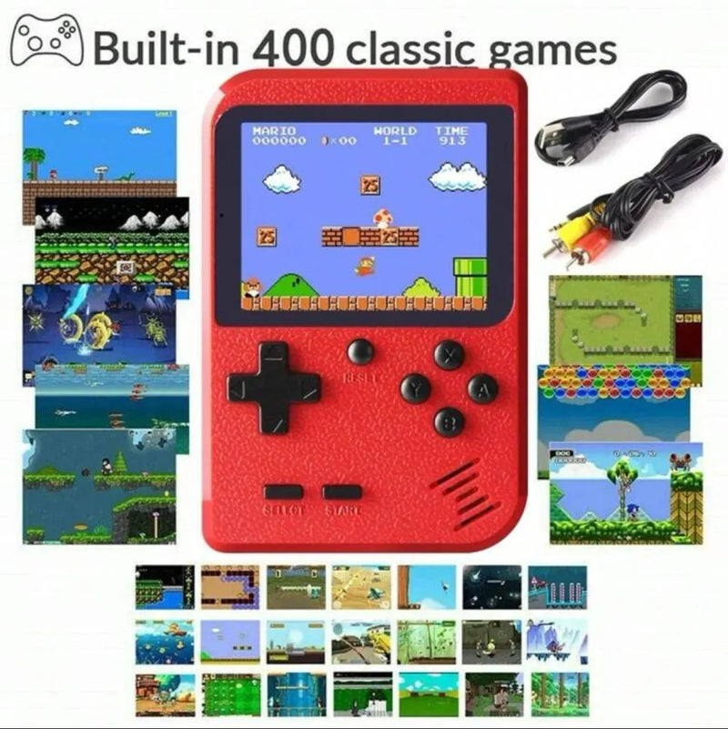 Console Portátil Retrô com 400 Jogos Clássicos - Conexão TV e Bateria Recarregável