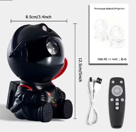 Projetor Astronauta Galáxia com Controle Remoto — Luminária Estelar 360° para Quarto e Decoração