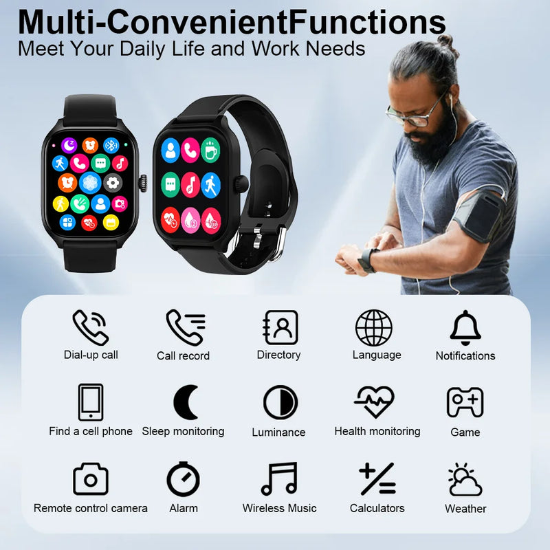 Smartwatch Tela Full Touch 1.85"  Chamadas Bluetooth, Monitoramento de Saúde, Notificações e Modo Esportivo