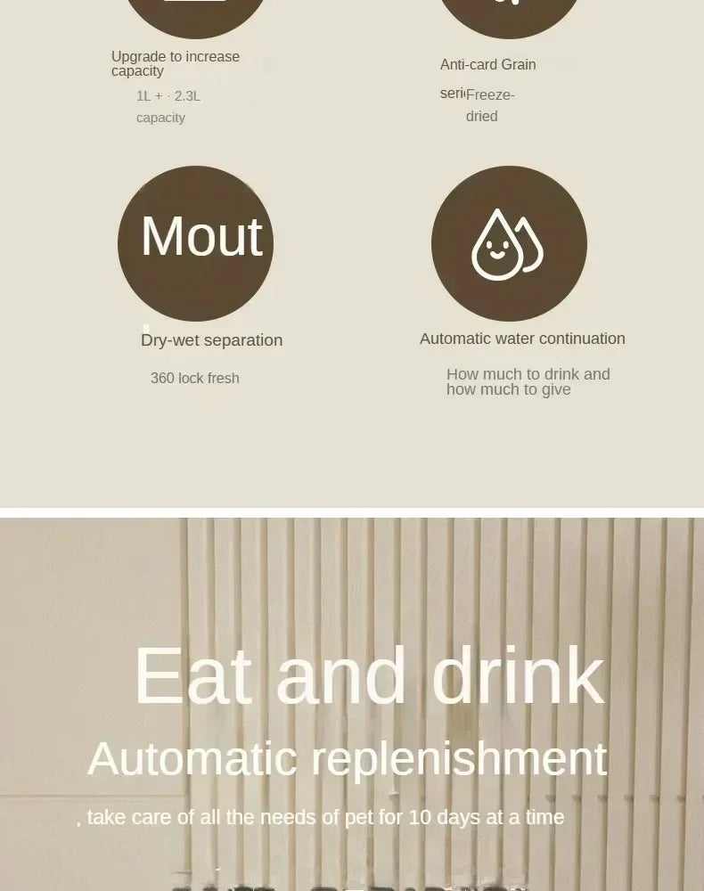 Comedouro e Bebedouro Automático 2 em 1 para Gatos e Cães Grande Capacidade e Design Moderno