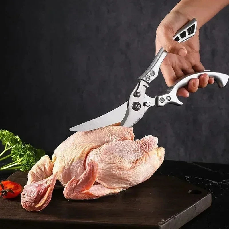 Conjunto de Facas de Cozinha Profissional com Tesoura Multiuso Lâminas Estilo Damasco