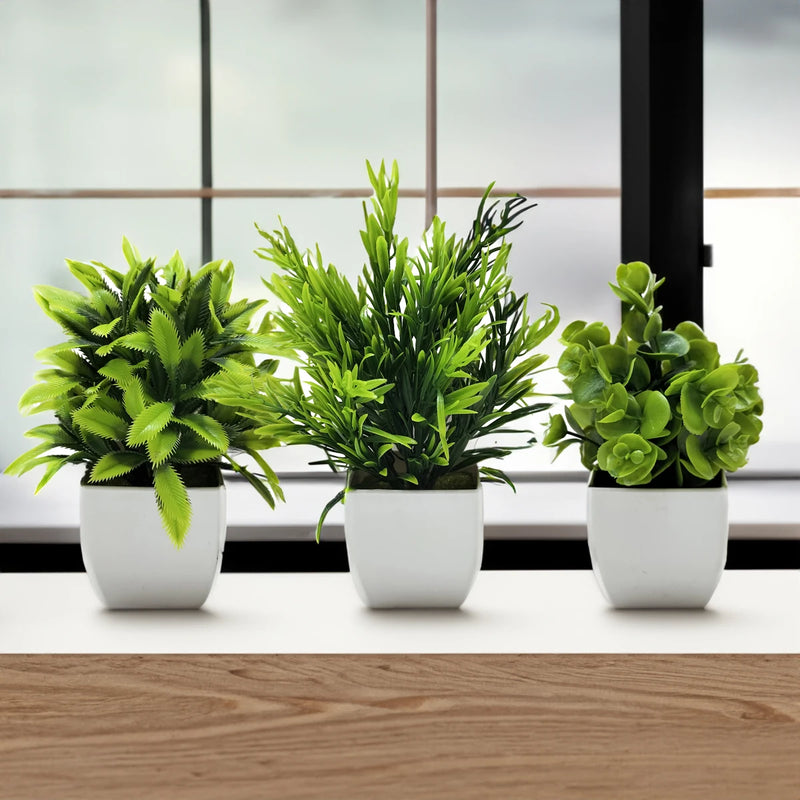 Mini Planta Artificial em Vaso de Cerâmica Decoração Versátil para Casa e Escritório