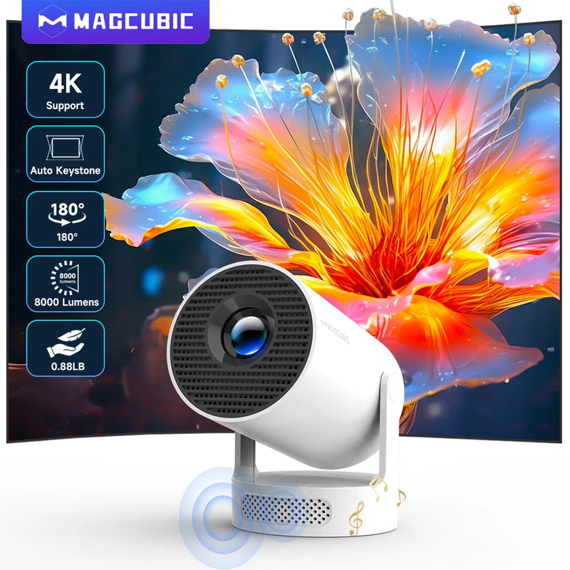 Projetor Magcubic HY300 Pro+ – 4K WiFi 6, Android 11, 260 ANSI, Bluetooth 5.0, Portátil para Cinema em Casa e Áreas Externas (1280x720P, Suporte 4K)