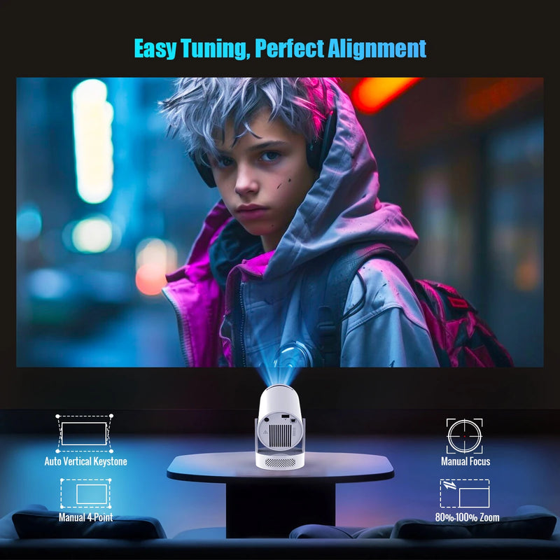 Projetor Magcubic HY300 Pro+ – 4K WiFi 6, Android 11, 260 ANSI, Bluetooth 5.0, Portátil para Cinema em Casa e Áreas Externas (1280x720P, Suporte 4K)