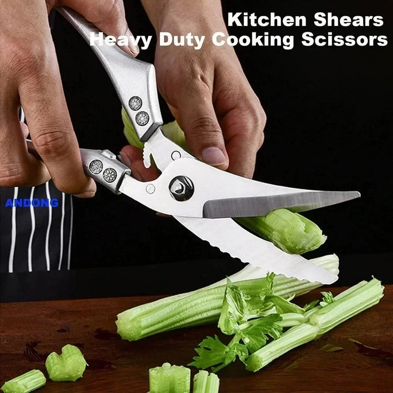Conjunto de Facas de Cozinha Profissional com Tesoura Multiuso Lâminas Estilo Damasco