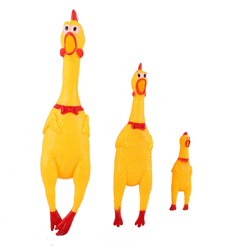 Brinquedo de Borracha para Pets – Galinha Gritante com Som, Antiestresse e Estimulante para Cães