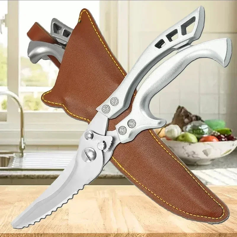 Conjunto de Facas de Cozinha Profissional com Tesoura Multiuso Lâminas Estilo Damasco