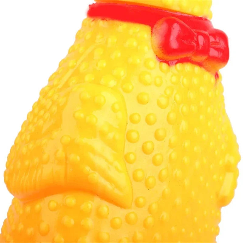 Brinquedo de Borracha para Pets – Galinha Gritante com Som, Antiestresse e Estimulante para Cães