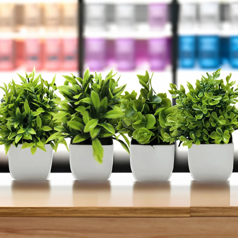 Mini Planta Artificial em Vaso de Cerâmica Decoração Versátil para Casa e Escritório