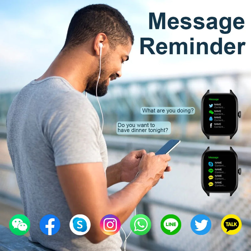 Smartwatch Tela Full Touch 1.85"  Chamadas Bluetooth, Monitoramento de Saúde, Notificações e Modo Esportivo
