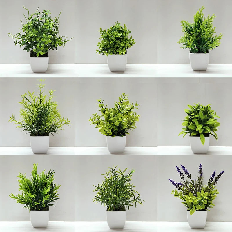 Mini Planta Artificial em Vaso de Cerâmica Decoração Versátil para Casa e Escritório