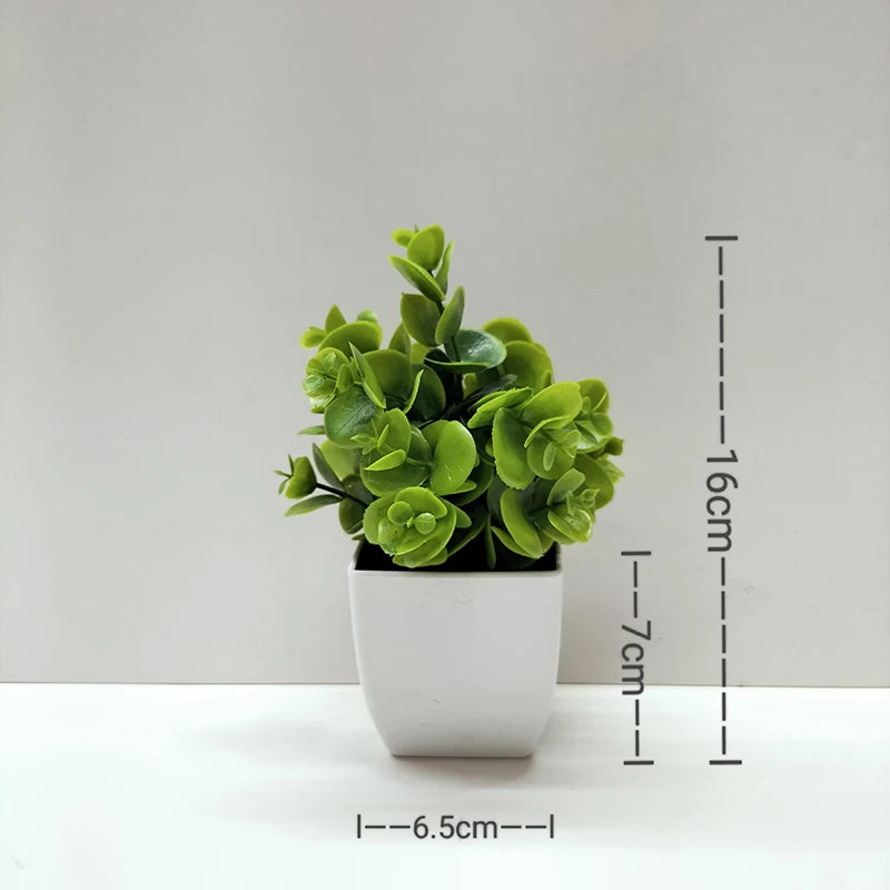 Mini Planta Artificial em Vaso de Cerâmica Decoração Versátil para Casa e Escritório