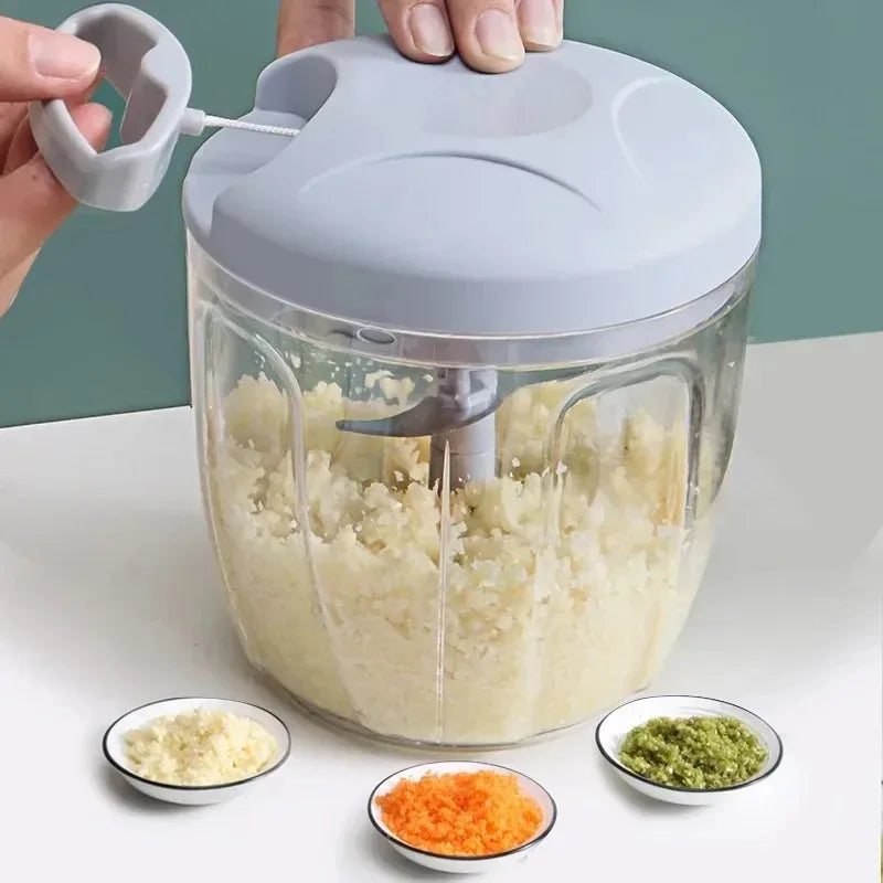 Mini Processador Manual de Alimentos com Lâminas Afiadas Triturador e Picador de Legumes, Alho, Cebola, Ervas e Mais