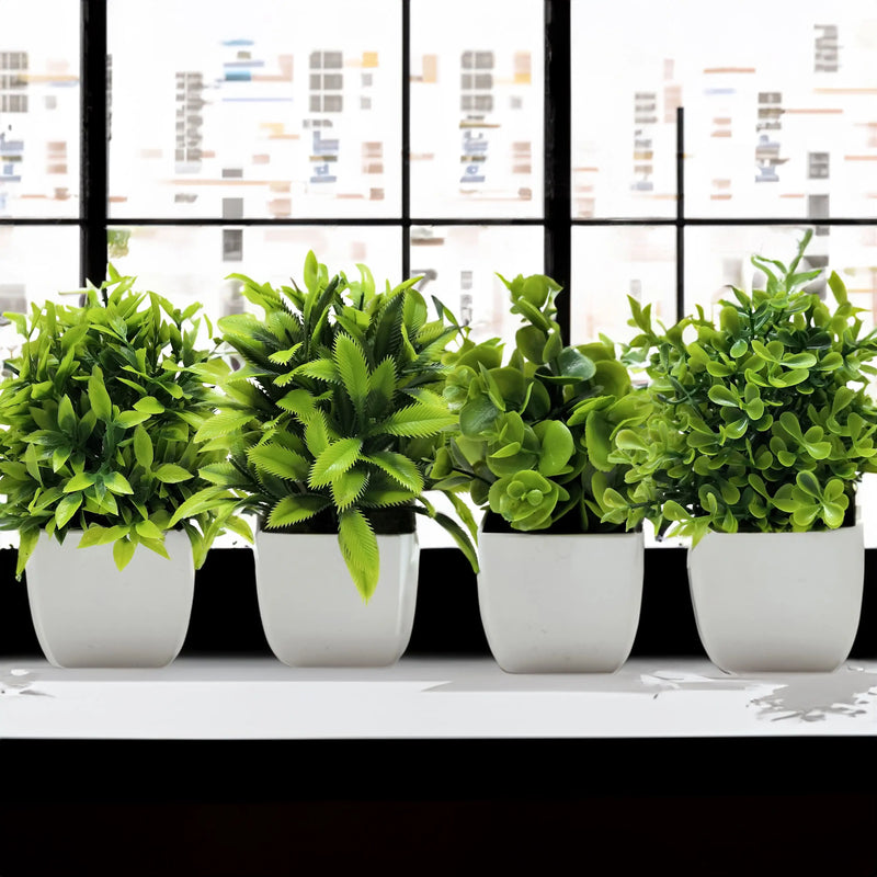 Mini Planta Artificial em Vaso de Cerâmica Decoração Versátil para Casa e Escritório