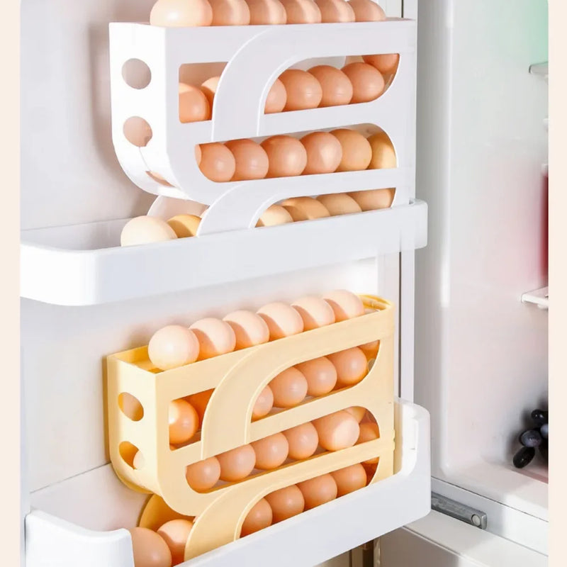 Porta-Ovos Automático Deslizante Organizador de Ovos para Geladeira com Sistema de Rolagem