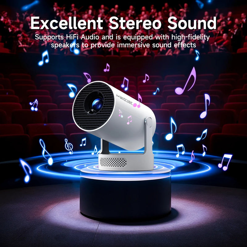 Projetor Magcubic HY300 Pro+ – 4K WiFi 6, Android 11, 260 ANSI, Bluetooth 5.0, Portátil para Cinema em Casa e Áreas Externas (1280x720P, Suporte 4K)